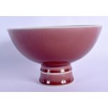A 19TH CENTURY CHINESE PEACH BLOOM PORCELAIN STEM FOOT BOWL Qing, bearing Qianlong marks to base. 17
