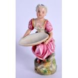 Late 19th c. Royal Worcester model of a woman holding a large tray. 14.5cm high