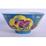 A CHINESE BLUE GLAZED PORCELAIN BOWL 20th Century. 15 cm diameter.