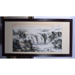 Chinese School (20th Century) Watercolour, Waterfalls. Image 50 cm x 88 cm.
