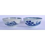 TWO 18TH CENTURY CHINESE BLUE AND WHITE PORCELAIN BOWLS Qianlong, one possibly shipwreck. 15 cm diam