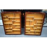 A LOVELY PAIR OF 19TH CENTURY CHINESE RED LACQUERED COUNTRY HOUSE SNUFF BOTTLE DISPLAY CASES painted