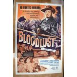 BLOODHOUNDS OF BROADWAY movie poster, 1952, horizontal and vertical folds, 105 cm x 68 cm and BLOODL