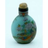 A Chinese snuff bottle decorated with birds and foliage. 8.5 cm.