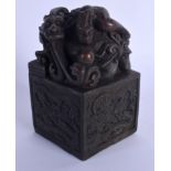 A CHINESE BRONZE DRAGON SEAL 20th Century. 13 cm x 8 cm.