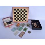 A RARE MILITARY ISSUED WWII GAMING BOX with hidden message counters etc. (qty)