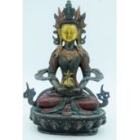 A Chinese Tibetan bronze Buddha 21cm.