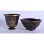 TWO CHINESE BRONZE TEABOWLS 20th Century. Largest 5.5 cm diameter. (2)