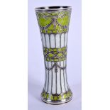 AN ART NOUVEAU SILVER AND ENAMEL NEO CLASSICAL VASE. 145 grams. 13 cm high.