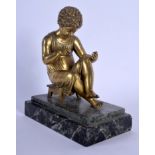 A LOVELY 19TH CENTURY CONTINENTAL GRAND TOUR GILT BRONZE FIGURE modelled upon a veined marble plinth