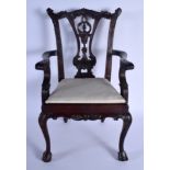 A LOVELY EDWARDIAN MAHOGANY CHILDS DOLL CHAIR modelled in the George III style. 50 cm x 32 cm.