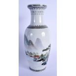 A CHINESE REPUBLICAN PERIOD FAMILLE ROSE VASE painted with landscapes. 15 cm high.