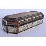 AN 18TH CENTURY INDO PORTUGUESE CARVED IVORY RECTANGULAR BOX engraved with foliage and vines. 29 cm