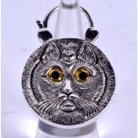 A SILVER CAT PADLOCK. 2.5 cm wide.