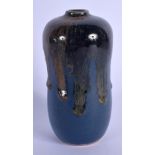 A 19TH CENTURY JAPANESE MEIJI PERIOD PORCELAIN SAKE BOTTLE with drip glazed overlay. 12.5 cm high.