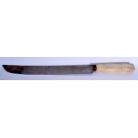 A VERY RARE 18TH/19TH CENTURY ANGLO INDIAN CARVED IVORY HANDLED MACHETE of huge proportions, with sc
