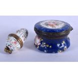 TWO 18TH CENTURY BATTERSEA ENAMEL PILL BOXES. Largest 3.25 cm wide. (2)