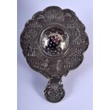 A RARE 19TH CENTURY INDIAN SILVER STRAINING SPOON. 88 grams. 13 cm x 9 cm.