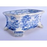 A VERY RARE EARLY 19TH CENTURY RIDGWAY BLUE AND WHITE DOG BOWL C1840 printed with Humphreys Clock. 1