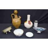 A Collection of Chinese porcelain items including a Water dropper, vase , dish etc.