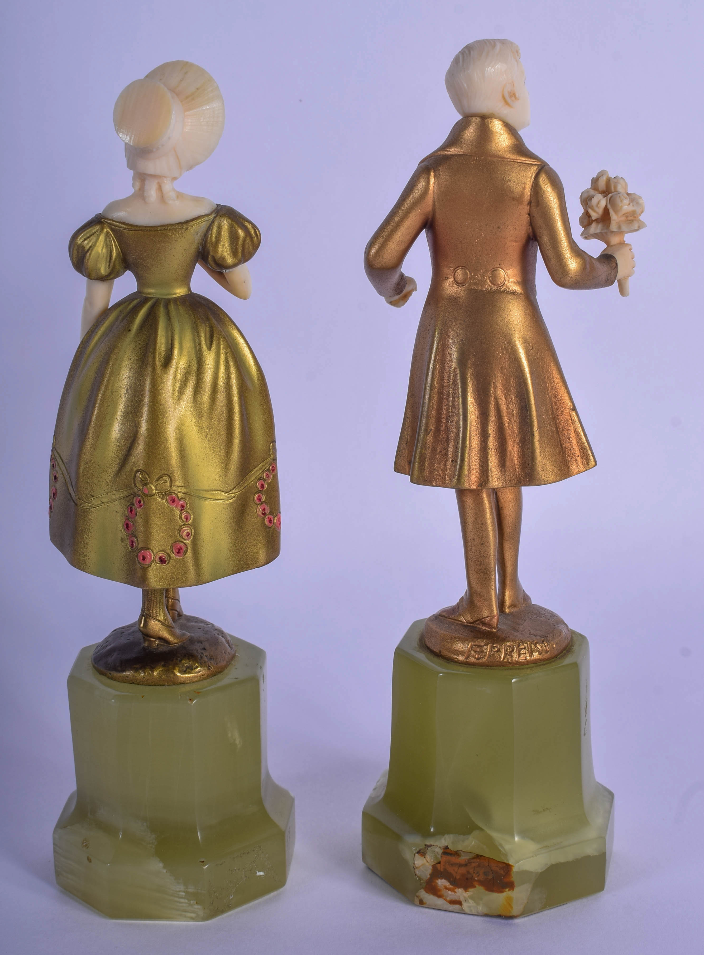 Ferdinand Preiss (1882-1943) German, Cold painted bronze and ivory, Boy and Girl Bronze. 11.5 cm hig - Image 2 of 5
