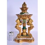 A LARGE RARE MID 19TH CENTURY FRENCH PARIS JACOB PETIT BRULE PARFUM AND COVER wonderfully formed wit