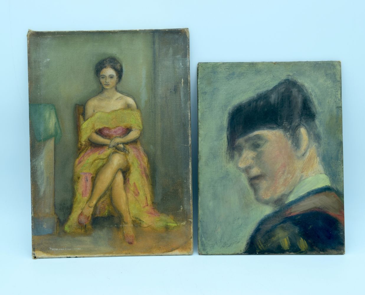 a unframed Oil on panel of a Toreador and another of a female 36 x 26cm (2).