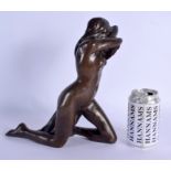 A LOVELY 1930S EUROPEAN BRONZE FIGURE OF A KNEELING NUDE FEMALE in the manner of Amedeo Gennarelli.