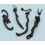 A collection of Chinese bronze articles dragons, monkeys etc 22.5cm (4).