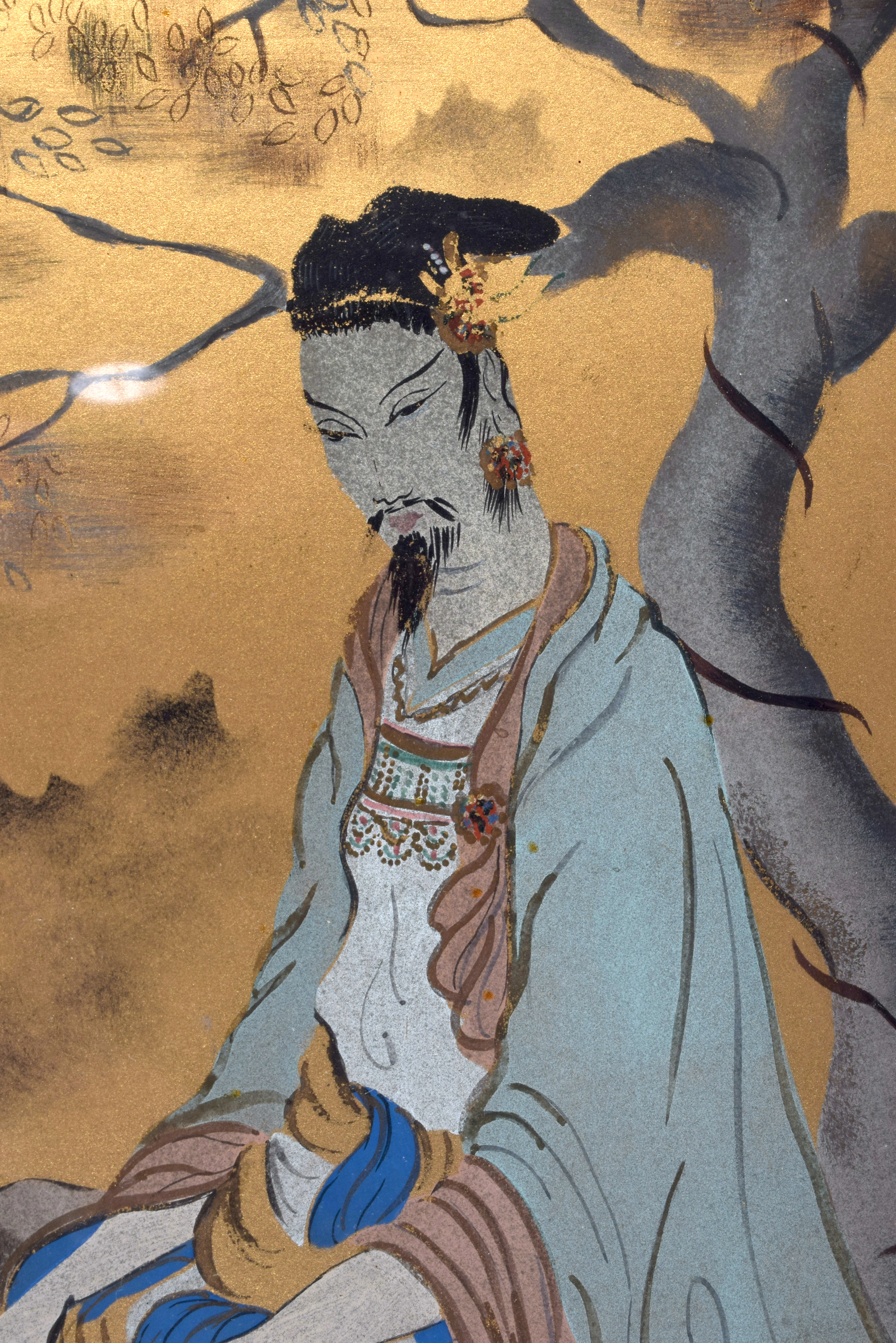 AN EARLY 20TH CENTURY CHINESE WATERCOLOUR depicting a geisha and another within landscape. Image 103 - Image 3 of 4