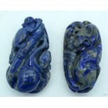 A Chinese carved Lapis Lazuli boulder together with another 7.5 cm (2).