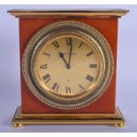 A RARE JAEGER LE COULTRE CATALIN AMBER BAKELITE MANTEL CLOCK with Greek key banding. 14 cm x 12 cm.