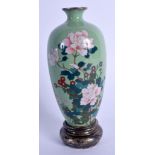 A 19TH CENTURY JAPANESE MEIJI PERIOD CLOISONNE ENAMEL VASE with silver mounts. 15.5 cm high.