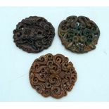 Three Chinese hard stone pendants 7cm (3).