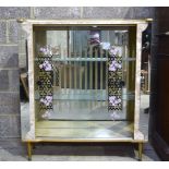 A retro glass fronted two shelf display cabinet 98 x 30 x 119 cm.