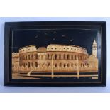 AN EARLY 20TH CENTURY CONTINENTAL STRAW WORK PICTURE depicting a colosseum Image 48 cm x 30 cm.