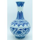 A Chinese blue and white vase decorated with lotus flower. 39cm.