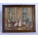 AN EARLY 20TH CENTURY EUROPEAN PAINTED IVORY MINIATURE depicting an interior. Image 13 cm x 10 cm.