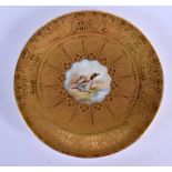 Royal Worcester superb plate with acid etched gilt the centre painted with a Teal, titled verso, by