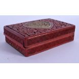 AN EARLY 20TH CENTURY CHINESE CARVED CINNABAR LACQUER BOX AND COVER Late Qing/Republic. 15 cm x 9 cm