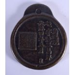 A VERY UNUSUAL KOREAN BRONZE IMPERIAL POSTAL SYSTEM PERMIT MEDALLION decorated with calligraphy. 11