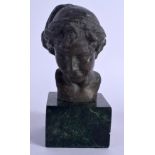 A CONTEMPORARY GRAND TOUR STYLE BRONZE BUST OF A MALE. 13 cm high.