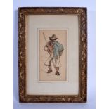 European School (19th Century) Watercolour, Standing Male. Image 17 cm x 7.5 cm.