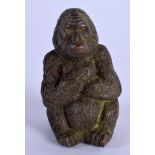 A JAPANESE BRONZE MONKEY OKIMONO. 4.5 cm x 3 cm.