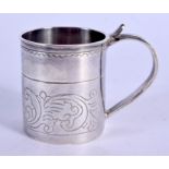 A MINIATURE 1920S SCOTTISH SILVER MUG. Glasgow 1927. 54 grams. 6.5 cm x 4.5 cm.