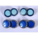 TWO PAIRS OF ART DECO SILVER AND ENAMEL CUFFLINKS. (4)