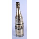 A 1930S CONTINENTAL SILVER PLATED CIGAR BOTTLE AND COVER decorated with flower. 27 cm high.