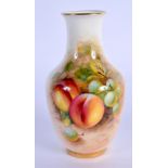 Royal Worcester vase painted with fruit by Roberts, signed, date code for 1960’s. 12cm high