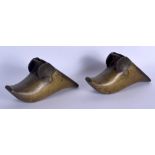 A PAIR OF 19TH CENTURY CONTINENTAL BRONZE STIRRUPS. 23 cm x 15 cm.