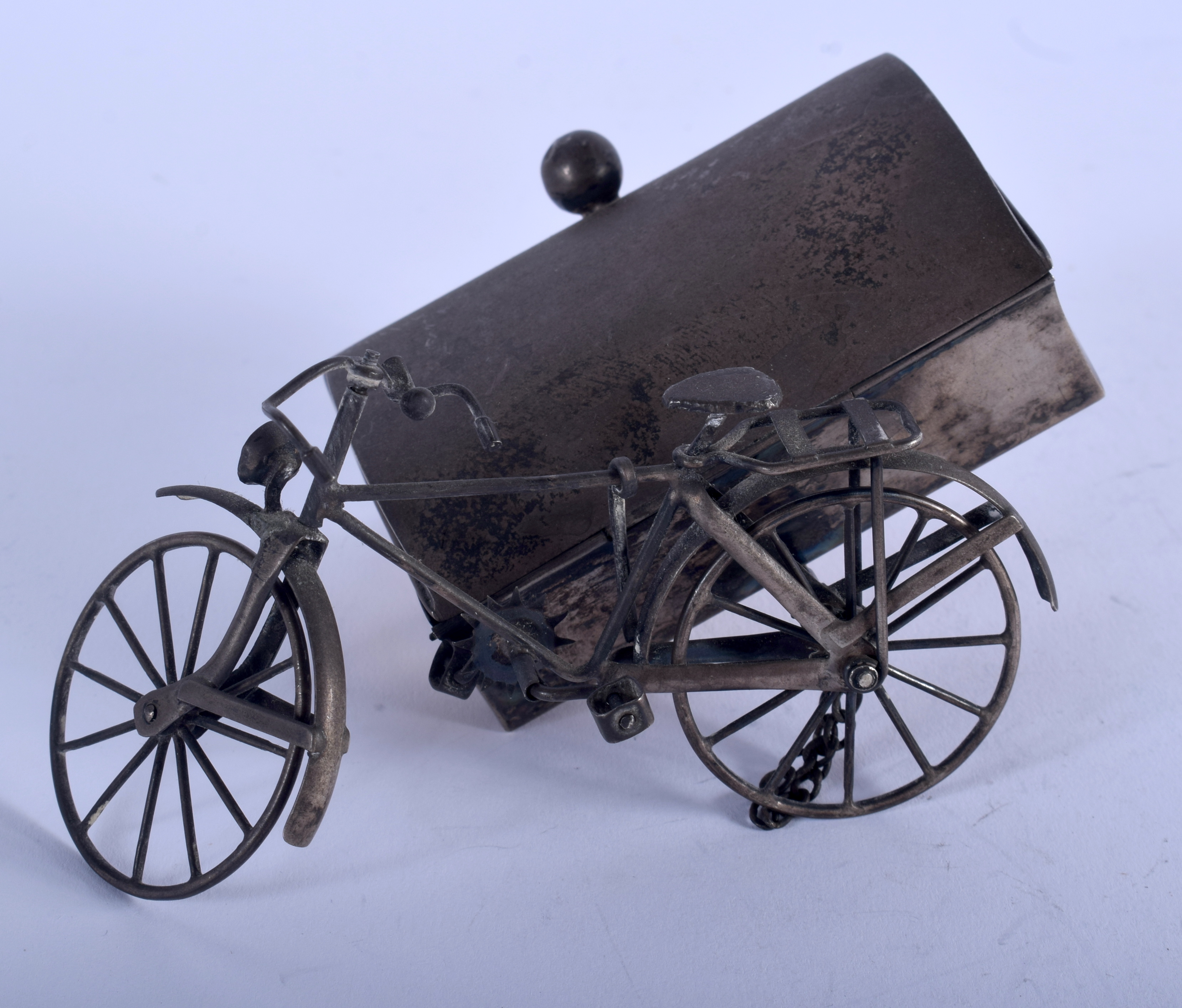 A VINTAGE MEXICAN SILVER RICKSHAW. 94 grams. 13 cm x 8 cm.